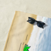 ショウガキャットオンハンモックとヤシの木サンド&海 ビーチタオル (インサイチュ)