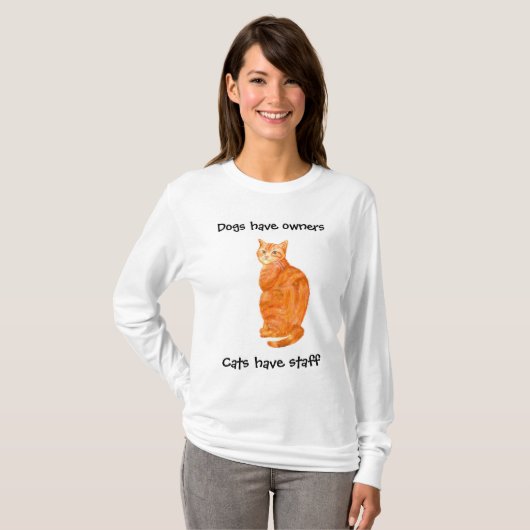 ショウガ猫の女性長袖のTシャツ Tシャツ (正面フル)