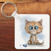 ショウガ色の子猫とネズミのキャラクター キーホルダー (正面)