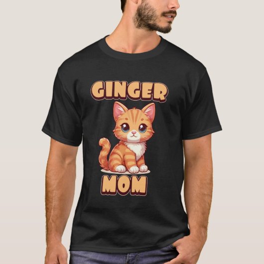ショウガ親ママ 可愛い猫好き Tシャツ (正面)