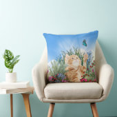 ショウガ遊の子猫と蝶 クッション (椅子)