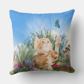 ショウガ遊の子猫と蝶 クッション (裏面)