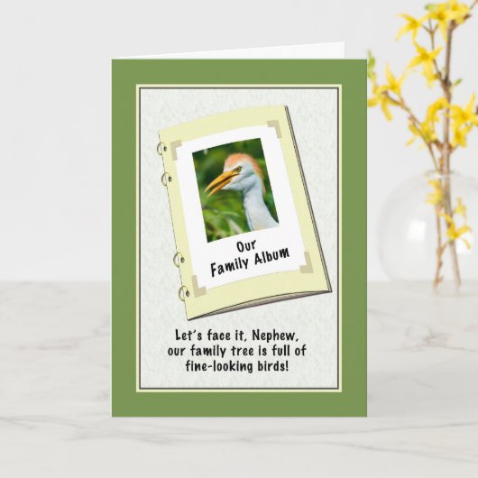 ショウジョウサギが付いている甥のバースデー・カード カード (黄色い花)