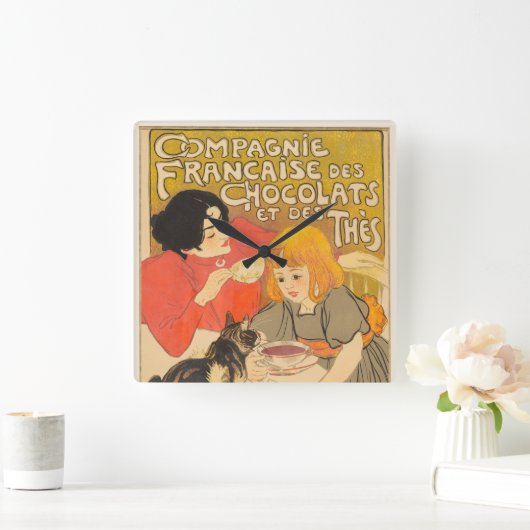 ショコフランスのラと紅茶の会社,アールヌーボー スクエア壁時計 (ホーム)