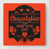 ショコラティエ・メーカー スクエア壁時計 (正面)