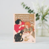 ショコラフランスのーとティースヴィンテージステインレンポスター ポストカード (スタンド正面)