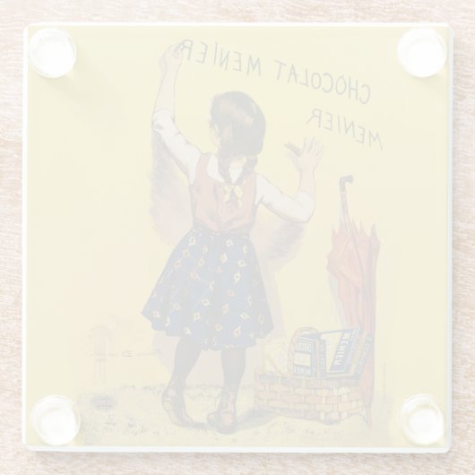 ショコラメニエ小さな女の子ウォール書ズ ガラスコースター (裏面)