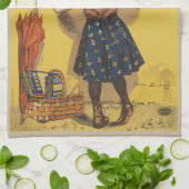 ショコラメニエ小さな女の子ウォール書ズ キッチンタオル (折り畳み)