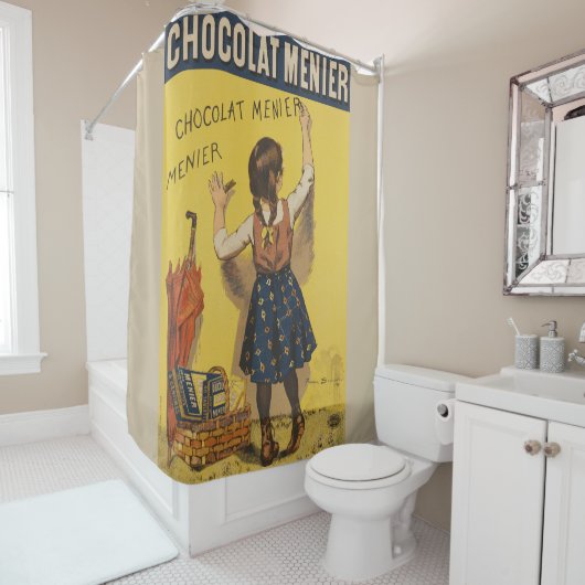 ショコラメニエ小さな女の子ウォール書ズ シャワーカーテン (インサイチュ)
