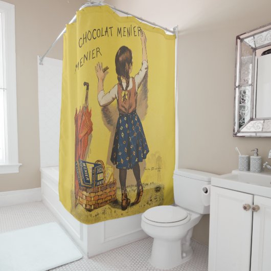 ショコラメニエ小さな女の子ウォール書ズ シャワーカーテン (インサイチュ)