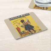 ショコラメニエ小さな女の子ウォール書ズ スクエアペーパーコースター (アングル)