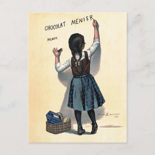 ショコラメニエ小さな女の子ウォール書ズ ポストカード (正面)