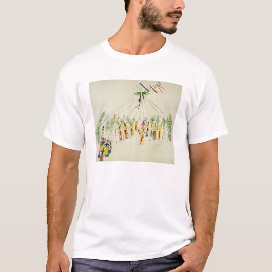 ショショーニ族の太陽踊り(綿モスリンの顔料) Tシャツ (正面)
