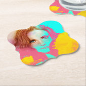 ショッカラフルプポップ・アートのド・コースター・抽象芸術・ウーマン ペーパーコースター (アングル)