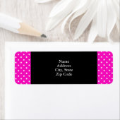 ショッキングなピンクと白の水玉模様 ラベル (インサイチュ)