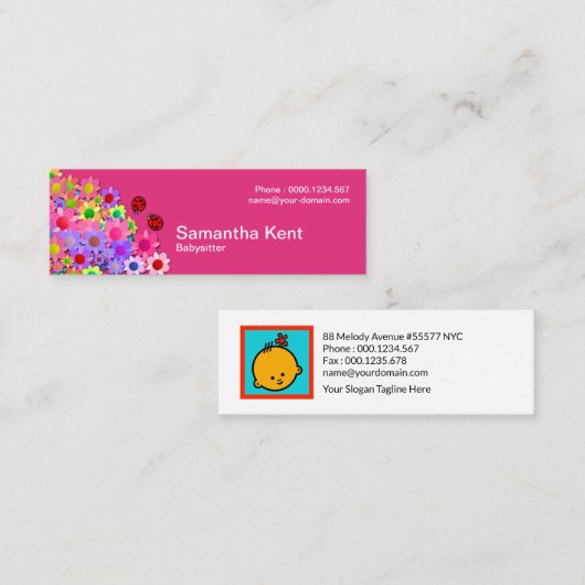 ショッキングなピンクの可愛いテングミカラフルの花 スキニー名刺 (正面/裏面)