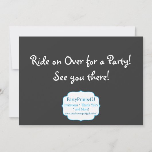 ショッキングピンクおよびシマウマのプリントの女性のカーボーイの誕生会 招待状 (裏面)