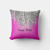 ショッキングピンクおよびフェイクなグリッター クッション (正面)