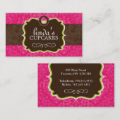 ショッキングピンクおよびブラウンのカップケーキの名刺 名刺 (正面/裏面)