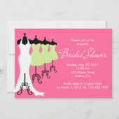 ショッキングピンクおよびライムの服のブライダルシャワーの招待状 招待状 (正面)