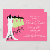 ショッキングピンクおよびライムの服のブライダルシャワーの招待状 招待状 (正面/裏面)