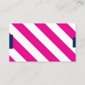 ショッキングピンクおよび濃紺のストライプのな名刺 名刺 (裏面)
