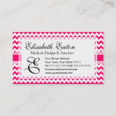 ショッキングピンクおよび白いシェブロンのジグザグパターン 名刺 (正面)