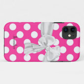 ショッキングピンクおよび白い水玉模様のiPhone 5の箱 Case-Mate iPhoneケース (裏面(横))