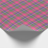 ショッキングピンクおよび紫色のヴィンテージの格子縞 ラッピングペーパー (角)