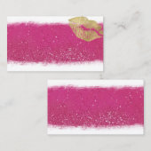 ショッキングピンクおよび金ゴールドの唇の名刺のテンプレート 名刺 (正面/裏面)