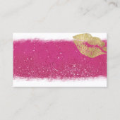 ショッキングピンクおよび金ゴールドの唇の名刺のテンプレート 名刺 (正面)