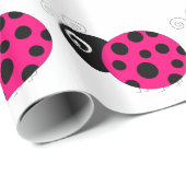 ショッキングピンクおよび黒いてんとう虫 ラッピングペーパー (ロールコーナー)