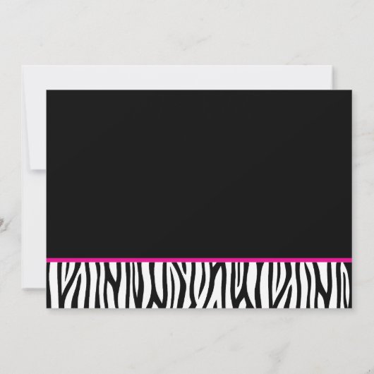 ショッキングピンクおよび黒いシマウマの菓子16数誕生日 招待状 (裏面)