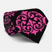 ショッキングピンクおよび黒いダマスク織 ネクタイ (ロール)