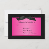 ショッキングピンクおよび黒い応答カード 出欠カード (裏面)