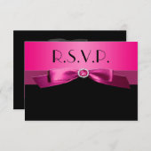 ショッキングピンクおよび黒い応答カード 出欠カード (正面/裏面)