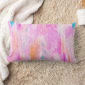 ショッキングピンクのイカットの水彩画のデザイン ランバークッション (ブランケット)