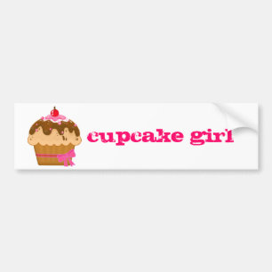 ショッキングピンクのカップケーキの女の子のバンパーステッカー… バンパーステッカー
