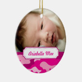 ショッキングピンクのカムフラージュの写真のクリスマスツリーのオーナメント セラミックオーナメント (右)