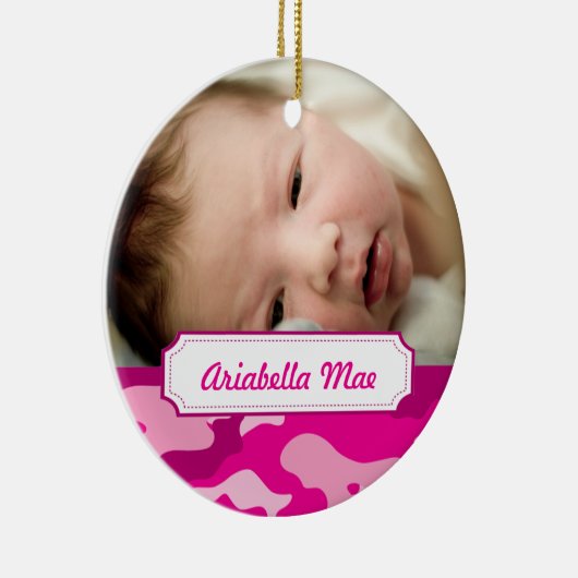 ショッキングピンクのカムフラージュの写真のクリスマスツリーのオーナメント セラミックオーナメント (右)
