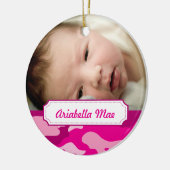 ショッキングピンクのカムフラージュの写真のクリスマスツリーのオーナメント セラミックオーナメント (左)