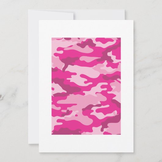 ショッキングピンクのカムフラージュの誕生会の招待の迷彩柄 招待状 (裏面)