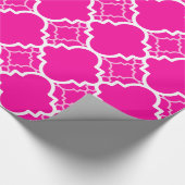 ショッキングピンクのクローバーの幾何学的なパターン ラッピングペーパー (角)