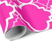 ショッキングピンクのクローバーの幾何学的なパターン ラッピングペーパー (ロールコーナー)