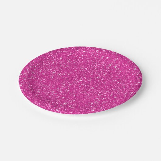 ショッキングピンクのグリッターによって印刷されるパターン ペーパープレート (アングル)