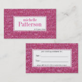 ショッキングピンクのグリッターのアポイントメントの名刺 予約カード (正面/裏面)