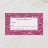 ショッキングピンクのグリッターのアポイントメントの名刺 予約カード (裏面)