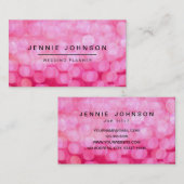 ショッキングピンクのグリッターの《写真》ぼけ味の名刺 名刺 (正面/裏面)