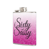 ショッキングピンクのグリッターグラデーションな60および粋な第60誕生日 フラスク (左)