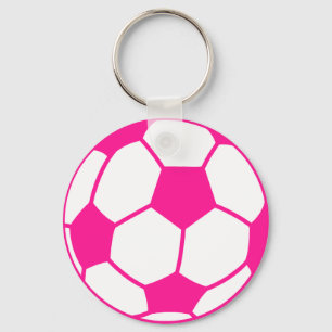 ショッキングピンクのサッカーボール キーホルダー